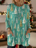 Tiffany Blue Dreamy Secret Realm Christmas Print Pocket Sweater